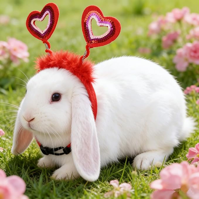 Diadema de corazón con lentejuelas para mascotas Soochat miniatura 7