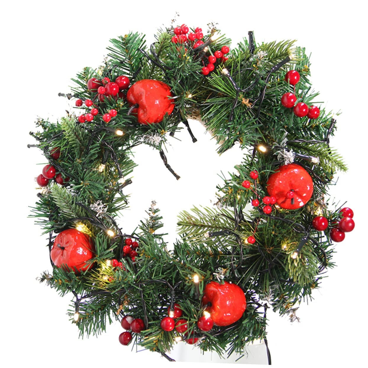 ABOOFAN 2 Pièces Couronne De Guirlande De Noël Couronne De Noël avec Lumière Couronne De Baies Artificielle Couronne De Porte De Guirlande Lumineuse avec des Lumières