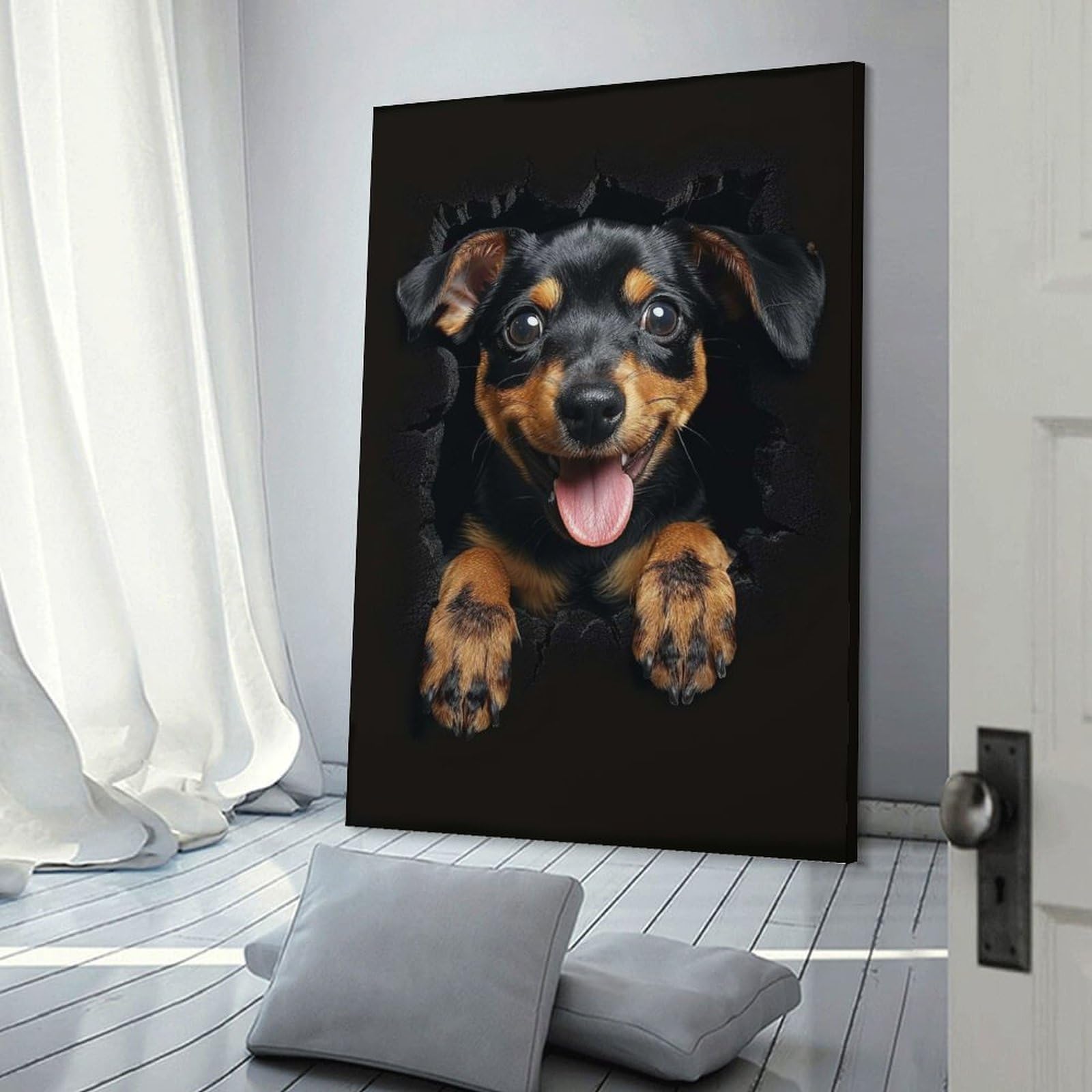 Junmoney Miniature Pinscher Canvas Wall Decor 20x30inch(50x75cm), for Corridors, Hallways Or Apartment Entries, A Stylish Accent for Home Entrances
