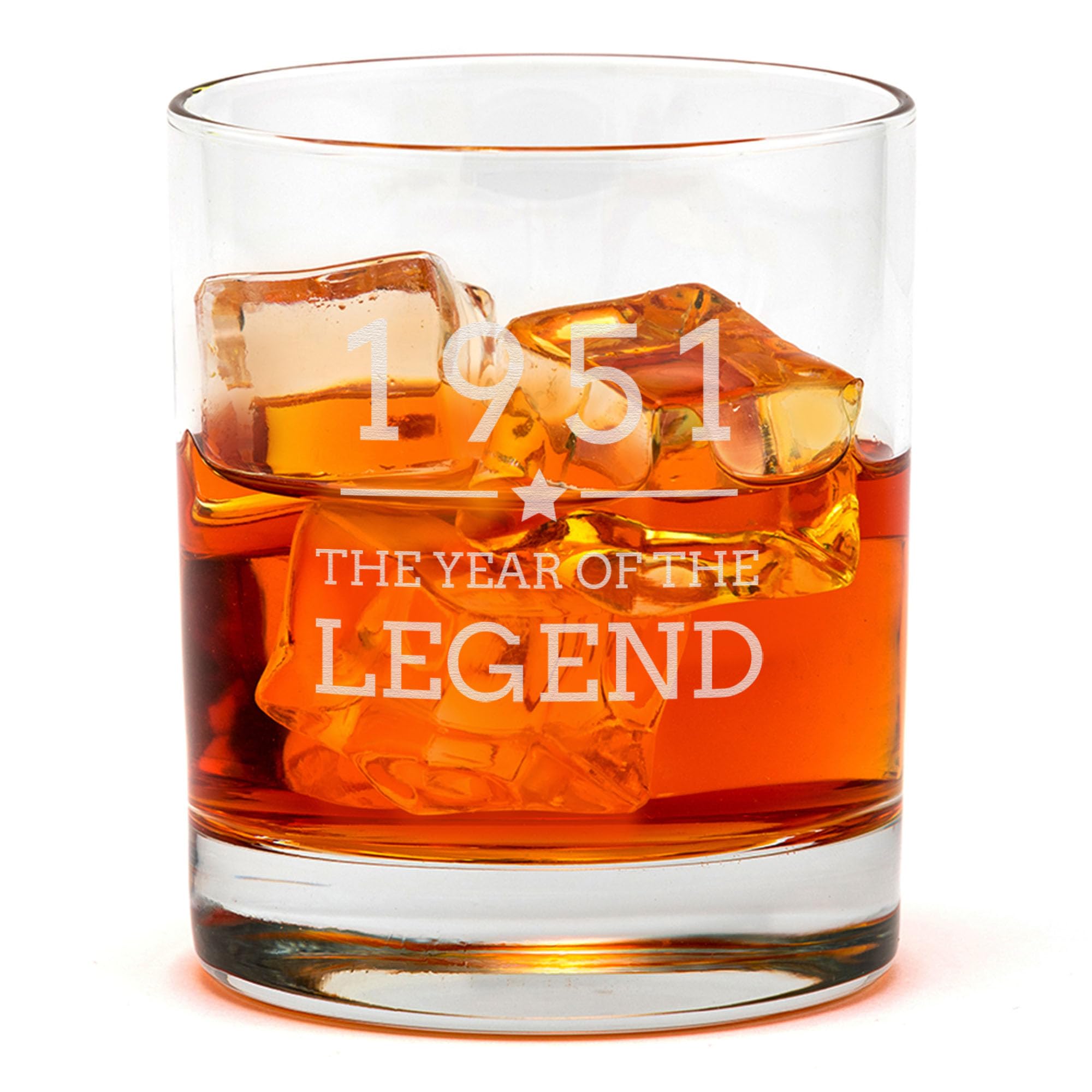 Dust and Things Engraved Whiskey Tumbler - Year of The Legend Design | Birthday Gifts for Men Him | Milestone Birthday Keepsake | Rum Glass Gift for Dad Grandad Brother Friends (1951)