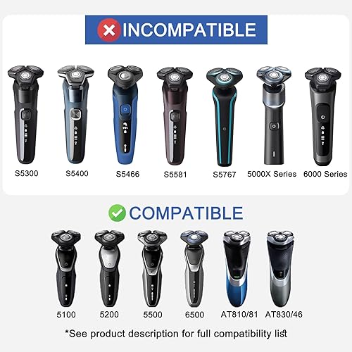 Vista 2 de SH50 Replacement Heads Compatible with Philips Norelco 5000 Series Shaver - Precision Blades for 5000, 6pc-Pack