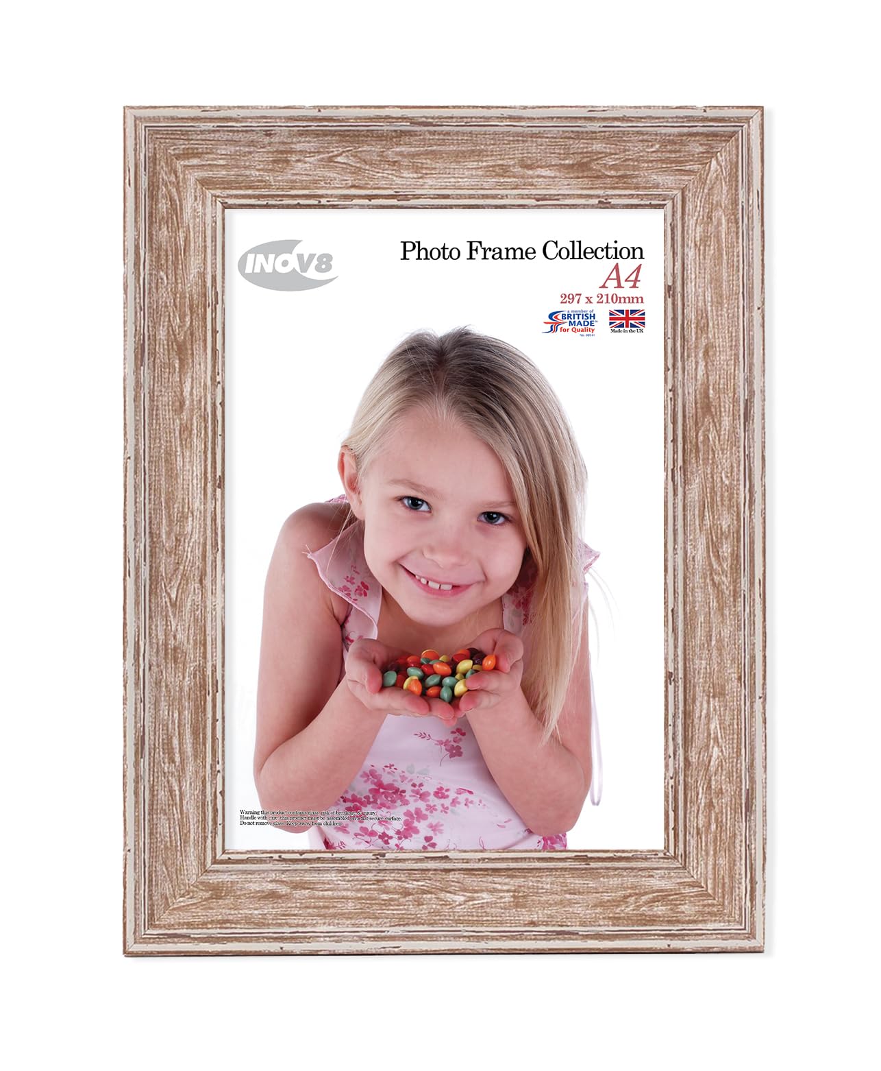 Inov8 British Made Picture/Photo Frame, A4, Large Washed Walnut