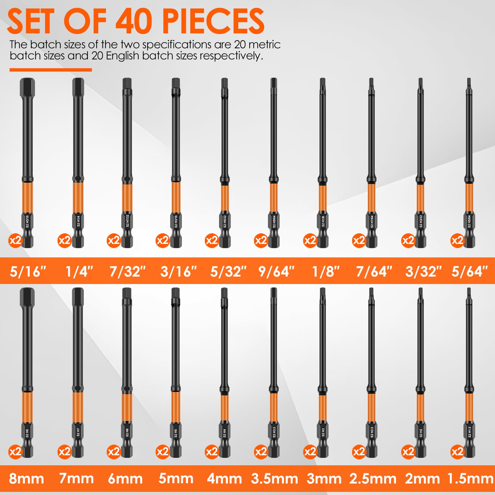 Impact Hex Head S2 Alloy Allen Wrench Drill Bit Insulation Non-Slip Handle with 6cm Long Extension Adapter Head for Drilling