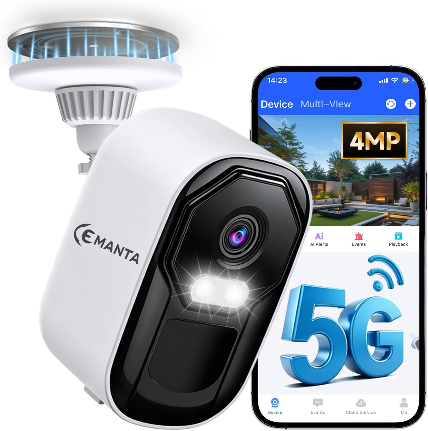 (-39%) CEMANTA 4MP Überwachungskamera Außen Akku mit 5GHz/2,4GHz WLAN