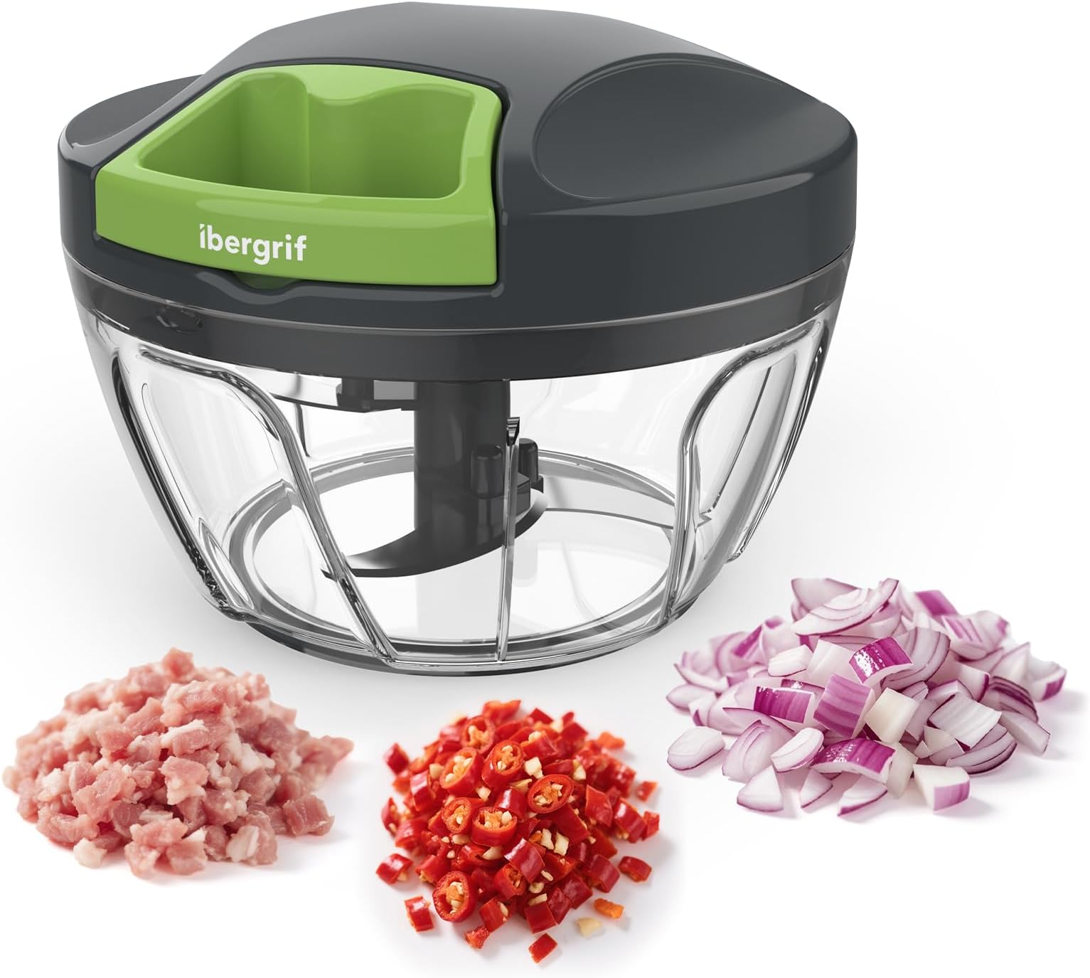 – Ibergrif Manual Food Chopper, Vegetable Chopper with Easy Pull Cord
