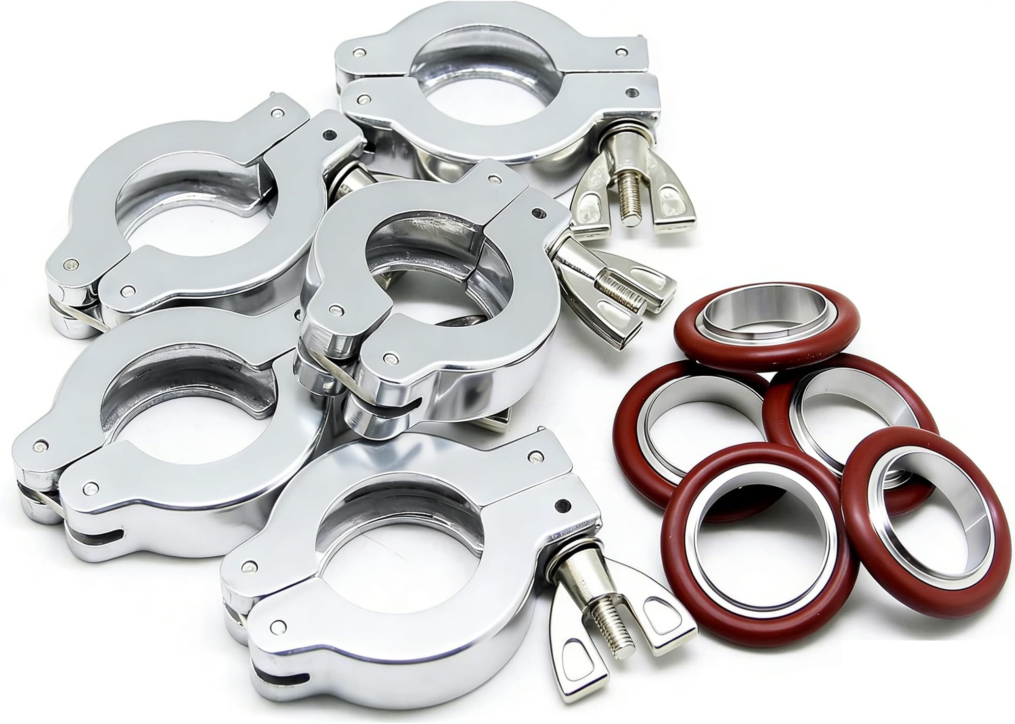 QiiMii KF-25 Aluminium Wing Nut Hinge Clamp with FKM O-Ring and SS304 Center Ring, 5 Pack