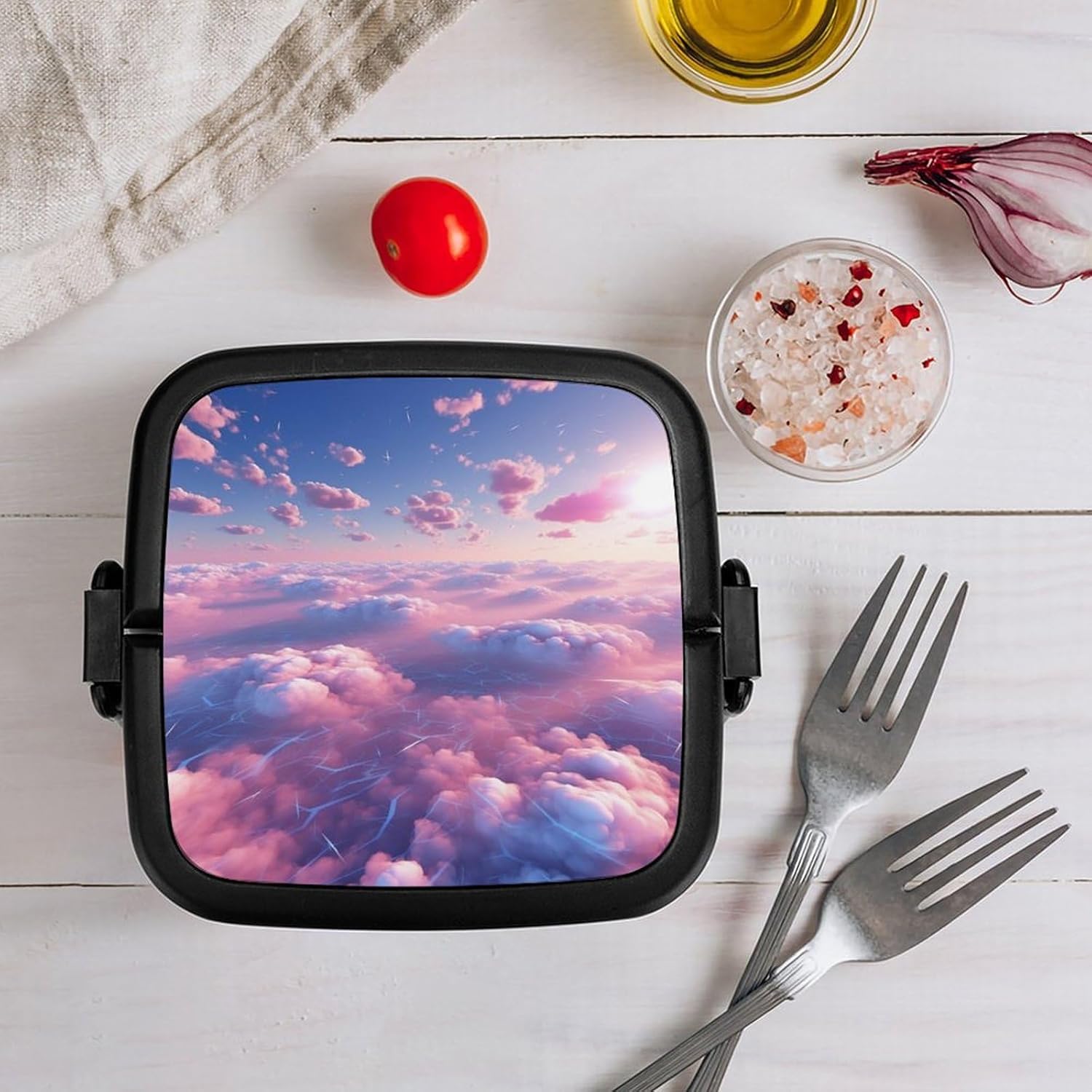 Pink Double Layer Bento Box with The Partition And Buckle Design for Outdoor Activities Or Work Lunch Box