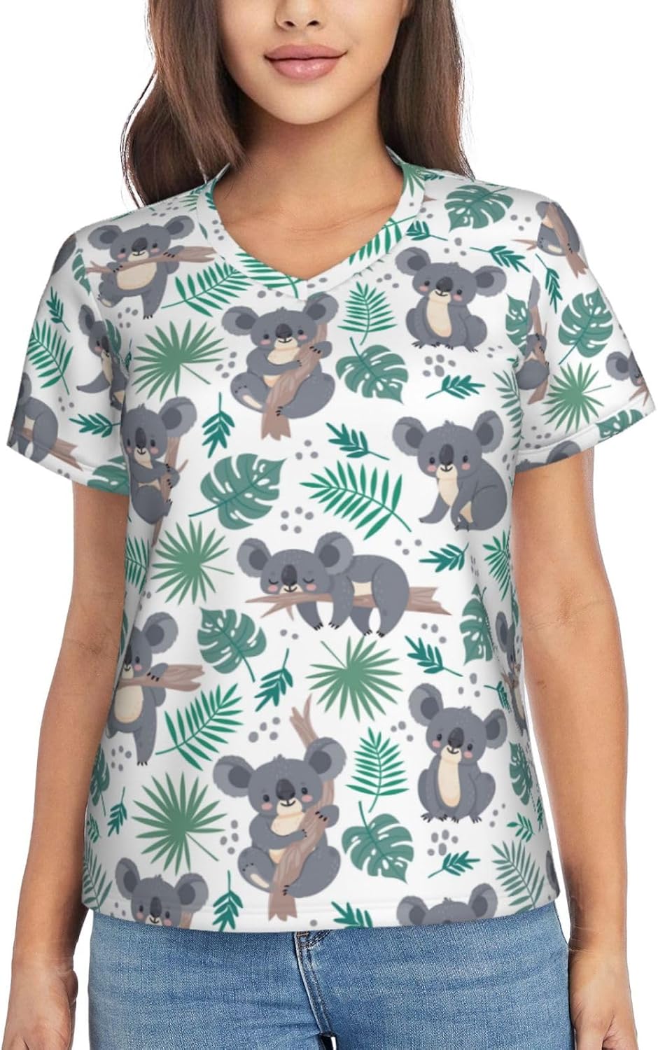 ALYYDFF Cute Koalas Bear Cartoon White Women's T Shirts