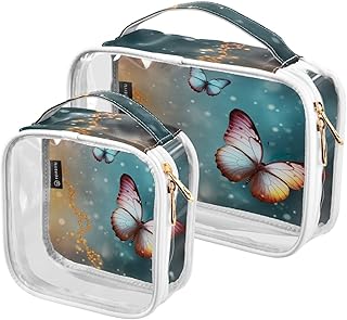 2Pcs Butterfly Cosmetic Bags,Clear Makeup Bag...