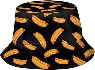 Hot Dog Bucket Hat Packable Funny Food Fisherman Cap Lightweight Outdoor Summer Travel Beach Sun Hats for Men Women Boy Girl
