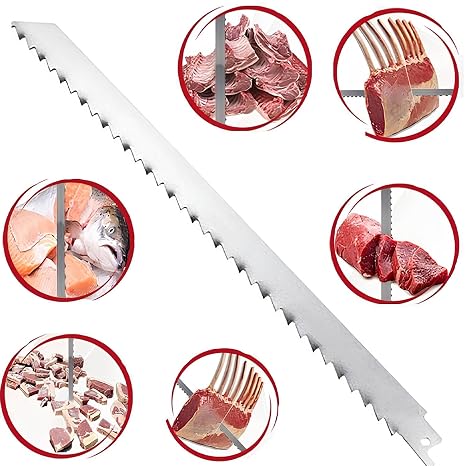 Badem10 Tilki Kuyruğu Kılıç Et Kemik Kesme Testeresi Paslanmaz Çelik Bıçak Buz Kesme Bıçağı Ağzı Ucu 30 cm