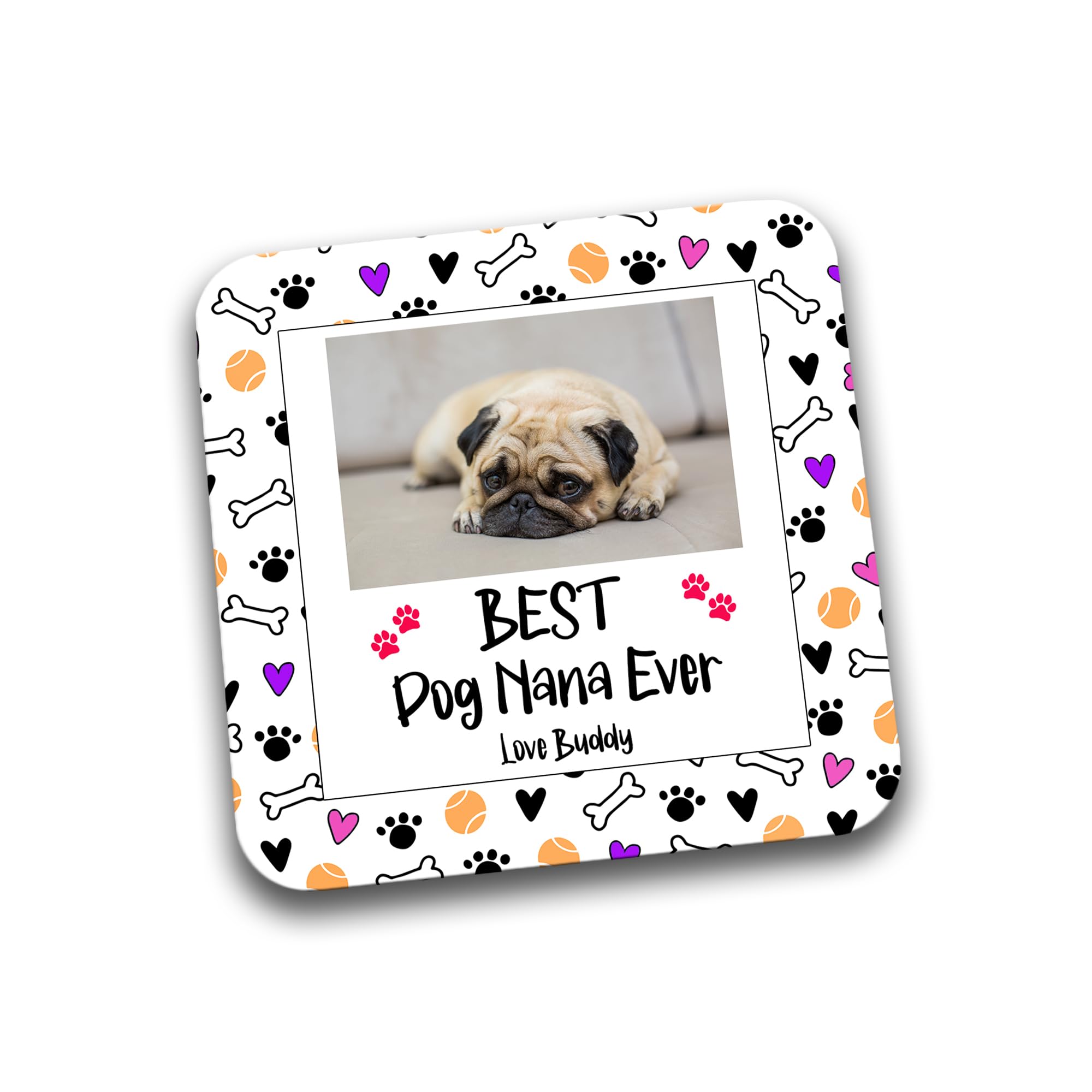Rib Ticklerz - Personalised Coaster Funny Gifts From The Dog Best Dog Nana Ever Gifts Mother's Day Present Dog Nana Birthday Gifts Add Any Photo Dog Lover - DC195