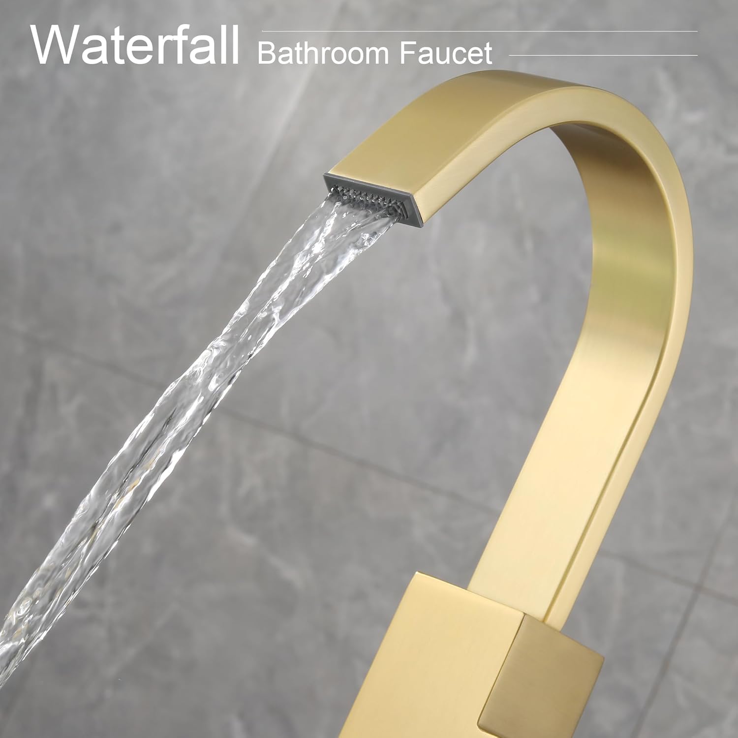 Brushed Gold Bathroom Faucet Waterfall Faucet for Bathroom Vanity with 360 Degree Swivel Spout, Single Hole Bar Sink Faucet with Hose and 6 "Deck Plate,SL5004BG