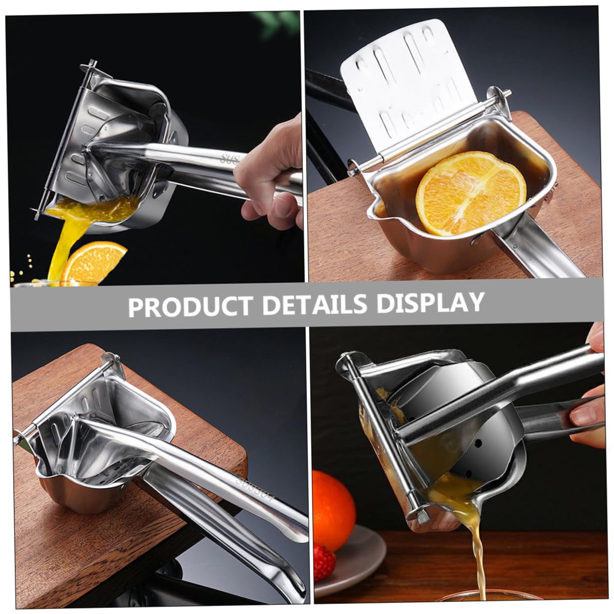 Exprimidor Manual de Acero Inoxidable Palanca Ergonómica para Exprimir Frutas y Naranjas en Supermercados y Panaderías