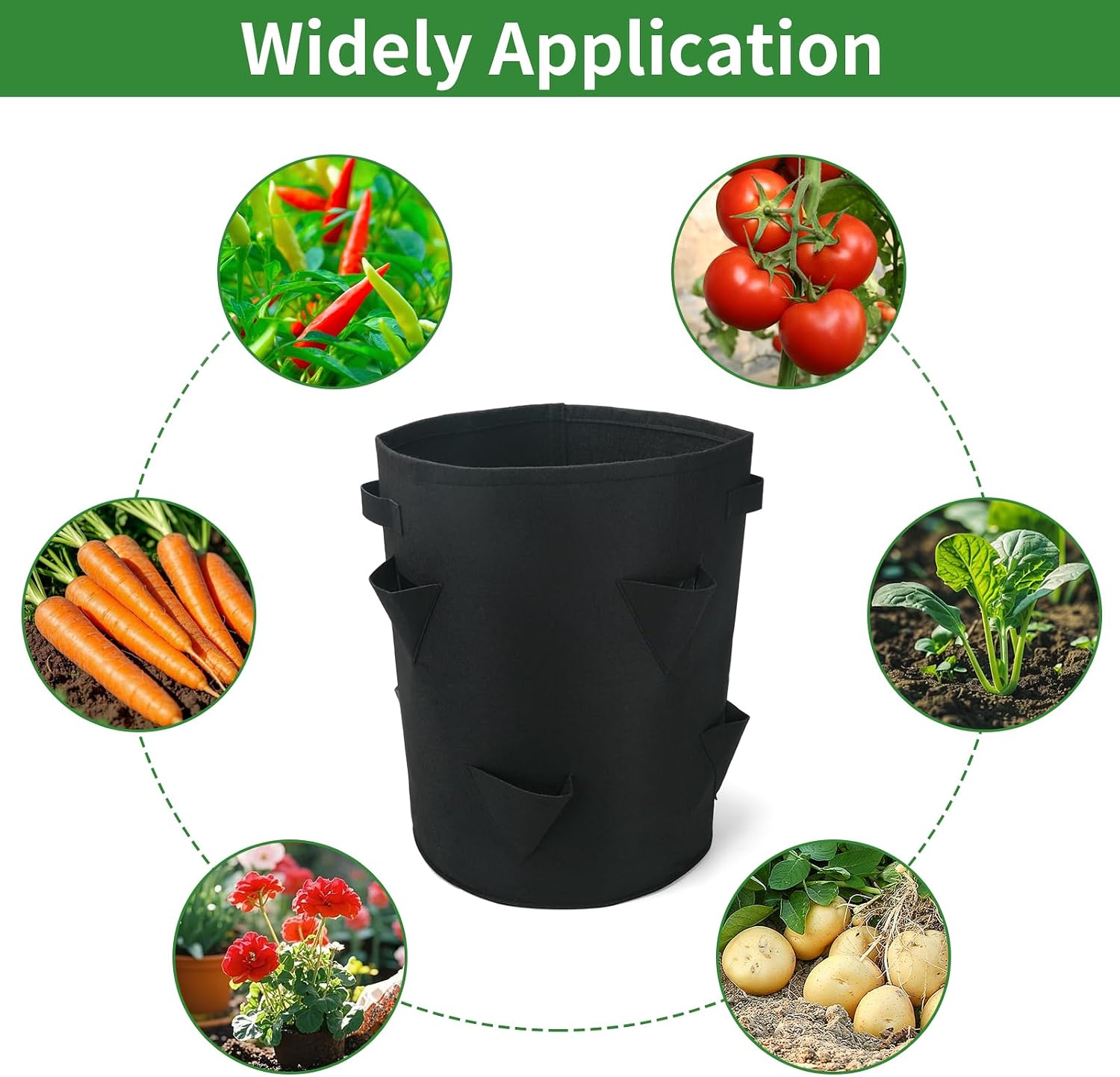 10 Gallon Strawberry Grow Bags Fabric Plant Pots Gardening Bags for Plant Nursery Bag Tomato Strawberry Vegetable Planting Bag