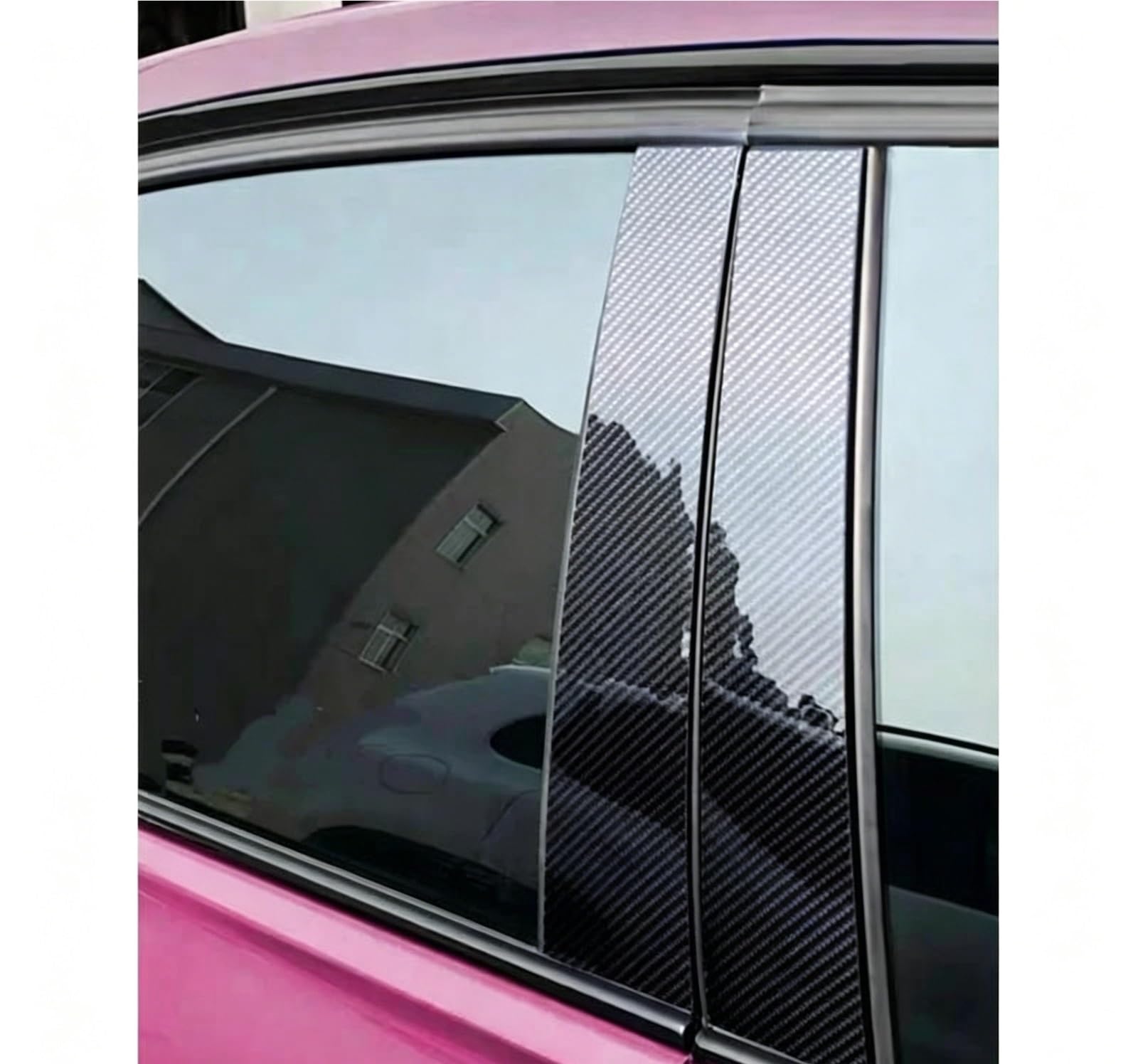 Car Door Window Rubber Seal Strip 6PCS Fit for VW for Golf MK6 2009-2012 Gloss Black Pillar Posts Door Window Moulding Column BC Trim Cover Sticker AJOHBM(Carbon Fiber Look)
