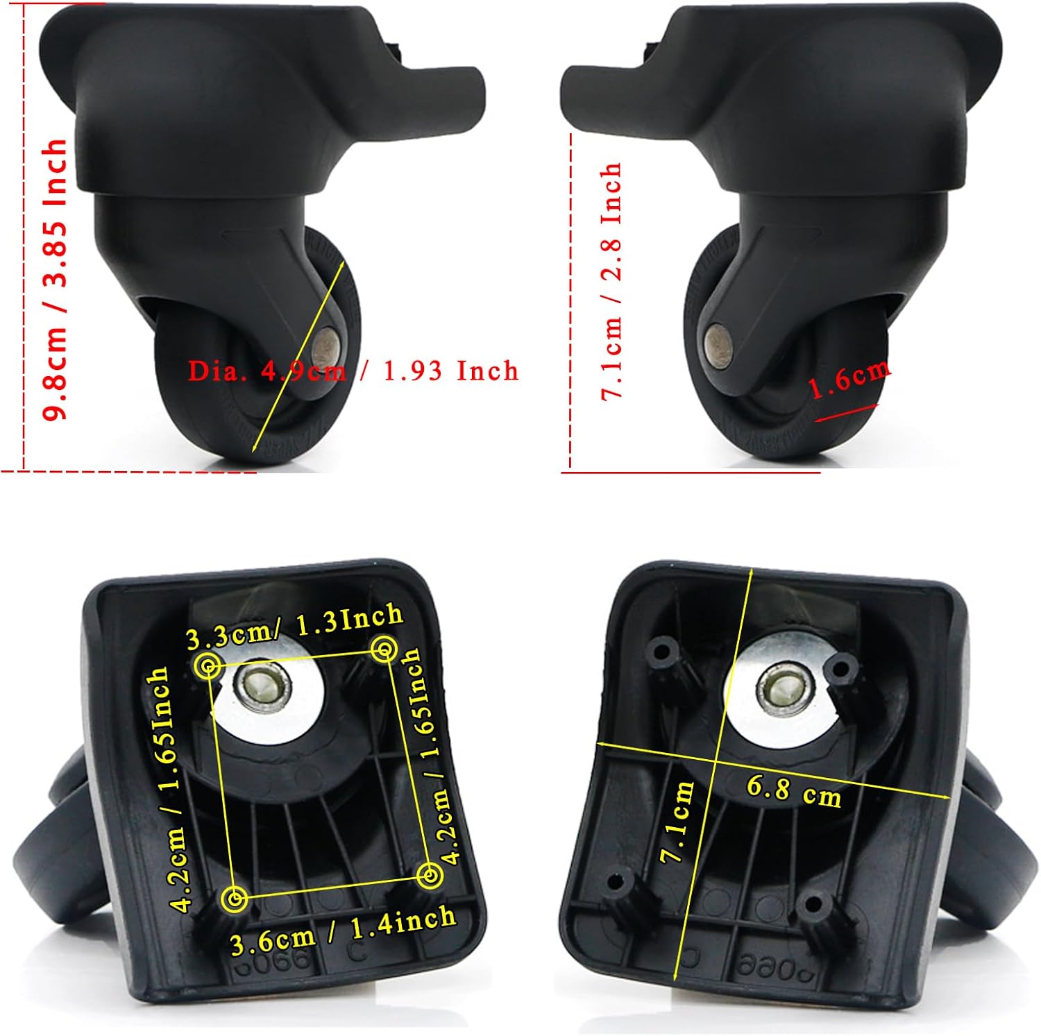 Replacement Luggage Wheels for Suitcases Repair, Set of 4, Luggage Spinner Wheel Replacement Repair Casters for Travel Customs Trolley Bag