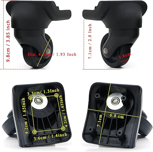 Miniatura 2 de Ruedas de repuesto para reparación de maletas, juego de 4, ruedas giratorias de repuesto para bolsa de viaje