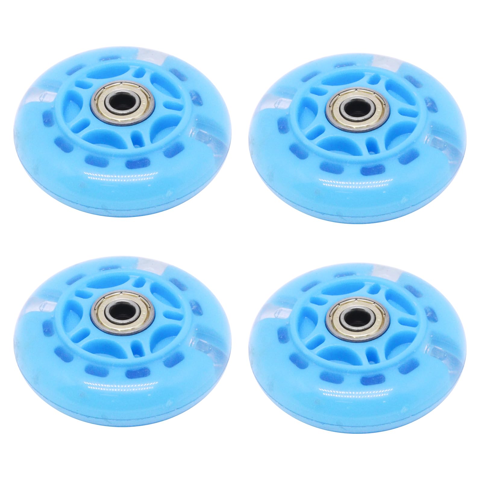 BENLIUDH Inline Skate Wheels With Bearings, 3 Inch Roller Blade 76mm Outdoor and Indoor Clear Wheels for Office Chairs, Luggage (4 Pack, Blue)