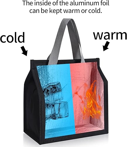 Miniatura 4 de Bolsa de almuerzo negra aislada, bolsa de almuerzo, bolsa de almuerzo reutilizable, bolsa de almuerzo aislada para mujeres, hombres, trabajo,