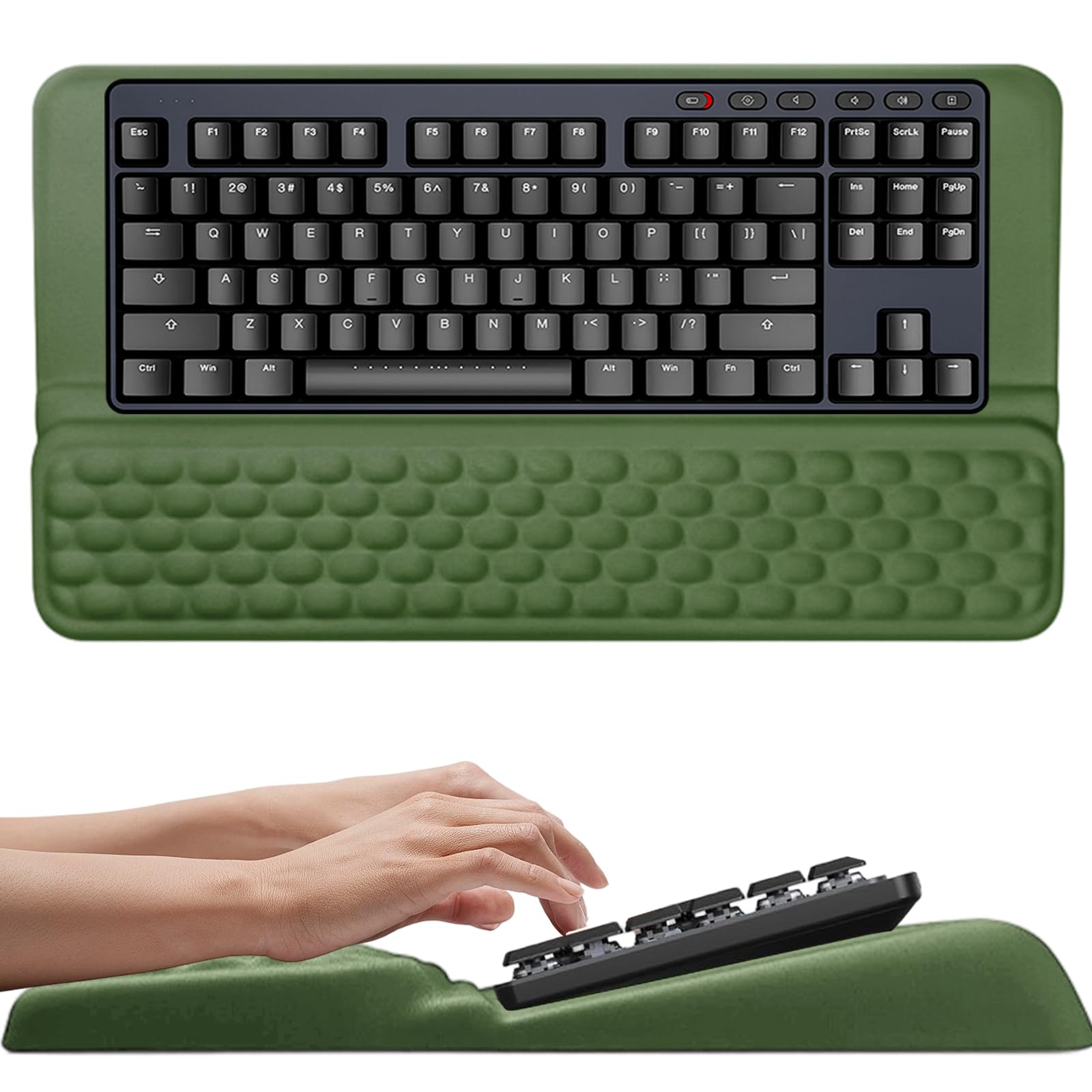 Reposamuñecas para teclado, espuma viscoelástica, reposamuñecas para escritorio con base antideslizante, muñeca y antebrazo, comodidad para aliviar el estrés, para el hogar y la oficina (verde