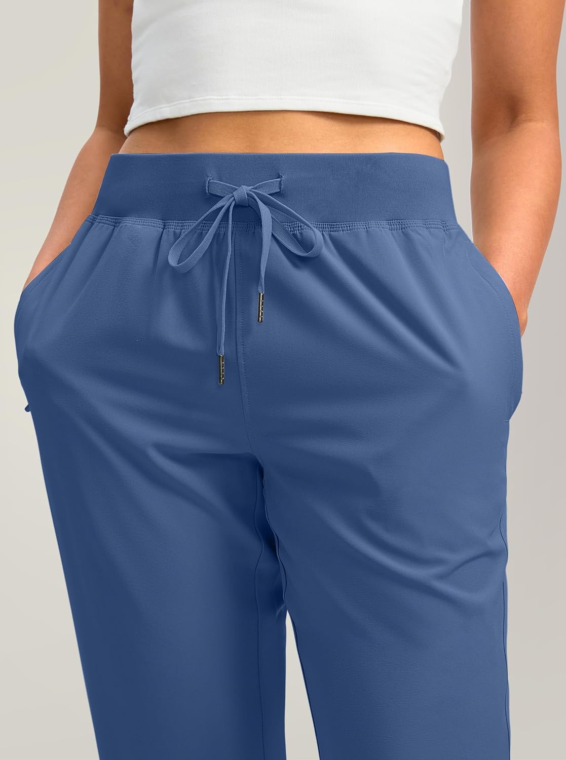 Soothfeel Women's Joggers with Zipper Pockets Lightweight Running Gym Travel Casual Workout Athletic Joggers Pants for Women Dusty Blue - Image 4