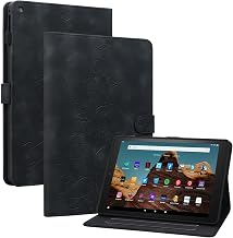 MOKASE Case Fit for Amazon Kindle Fire HD 10 Tablet 5th/7th/9th Generation 2015/2017/2019 Release, Suede Leather Folio Stand Cover with Auto Wake/Sleep & Card Slots for Fire HD 10.1 inch Tablet, Black