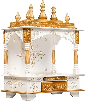 Kamdhenu art and craft Wood Home Temple (18 x 12 x 24 inch, Red)