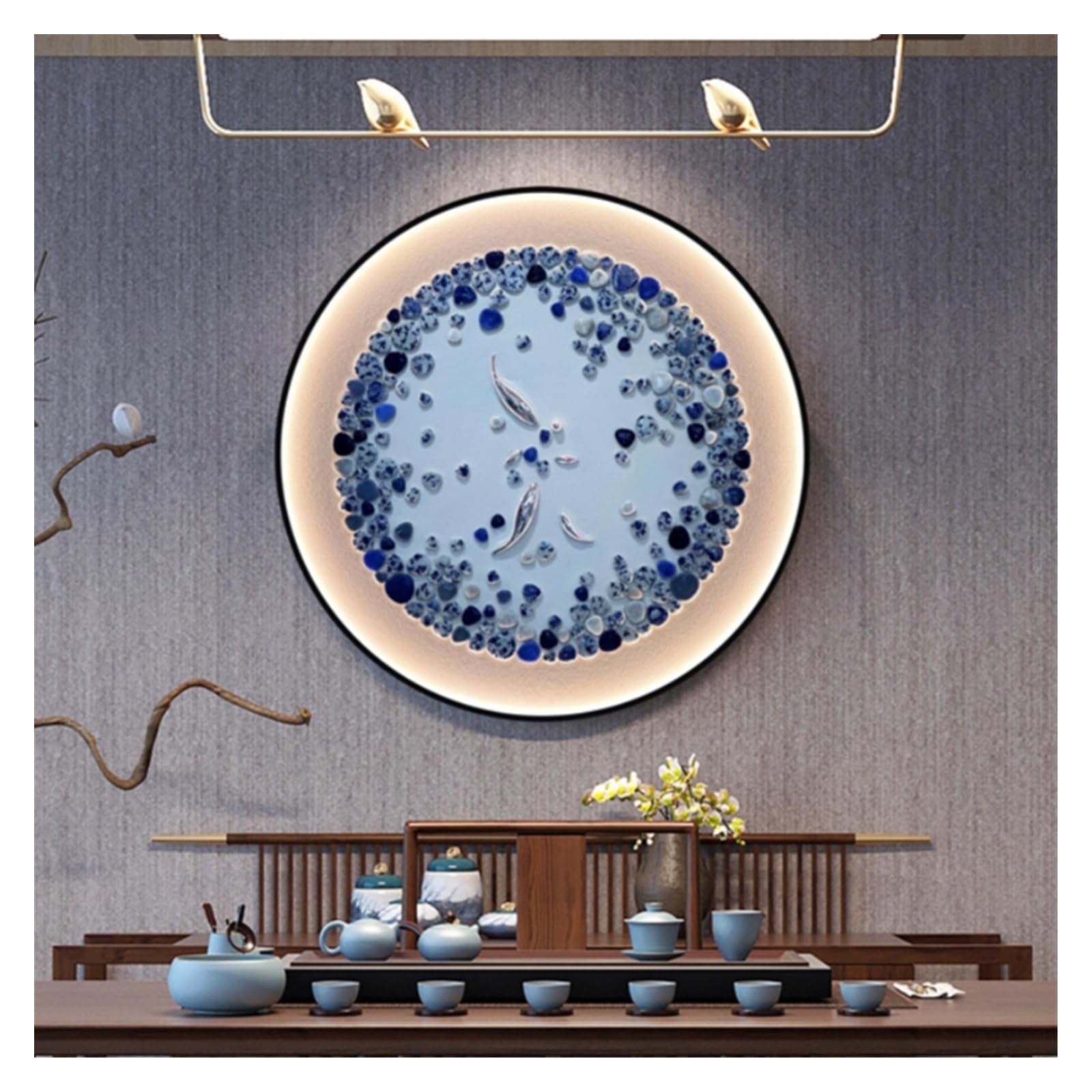 Luci da parete , Luci da parete a LED rotonde 3D di lusso Corridoio Casa Soggiorno Camera letto Lustro Appeso Pittura Illuminazione Lampada murale Decorazioni for la casa(Gold,NO DIMM WARM_A_DIAMETER)