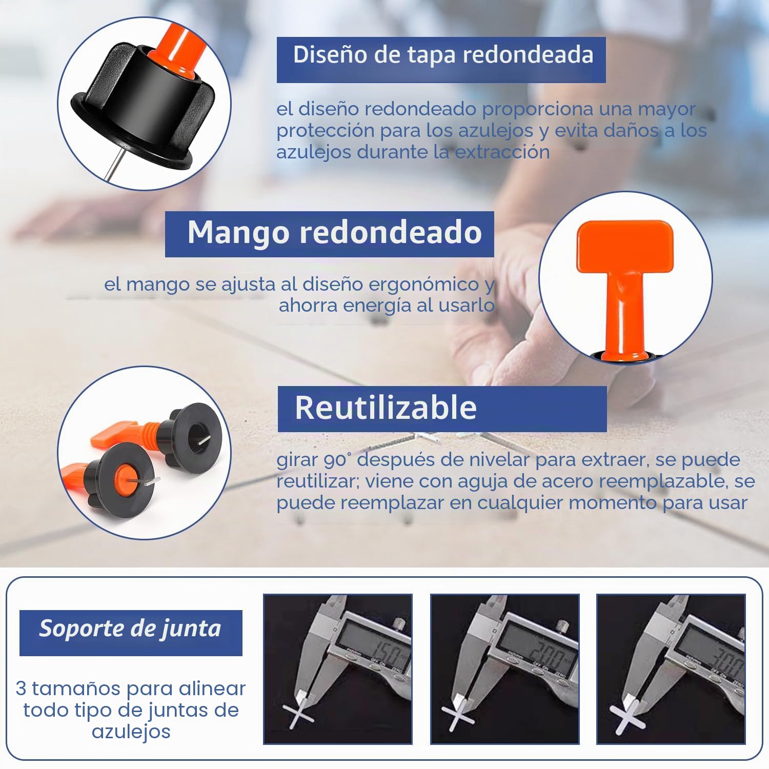1304 Piezas Giratorio Niveladores de Azulejos Cuñas Niveladoras Suelo Tile Leveler Nivelación Azulejos Sistema Nivelacion Azulejos Azulejos Ceramica Con Tile Spacers 1,5mm/2mm/3mm y Clavos de Acero