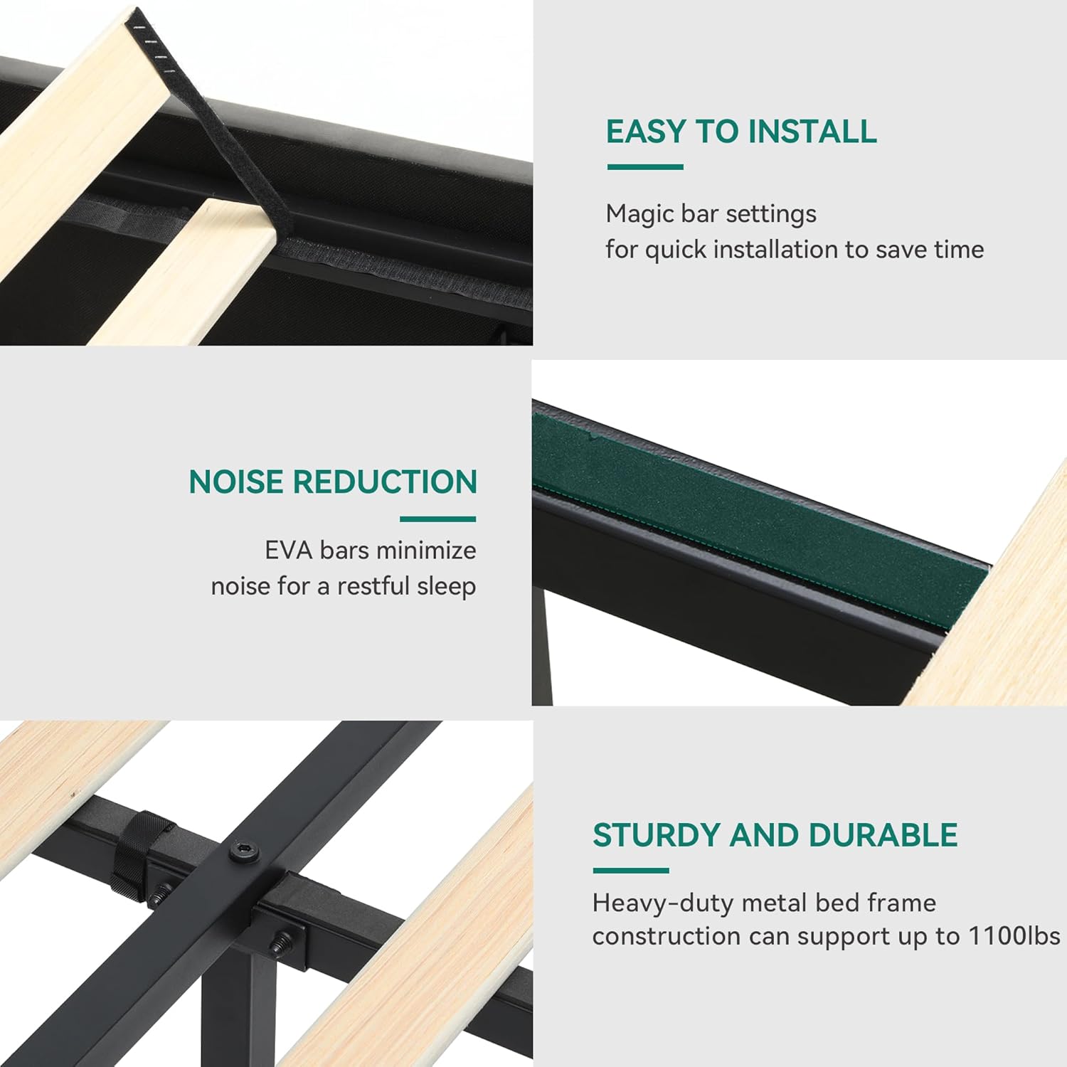 YITAHOME Queen Size Bed Frame with Storage Drawers, LED Bed Fram with Button Tufted Headboard, Upholstered Bed Frame with Charging Station and USB Port, No Box Spring Needed, Grey