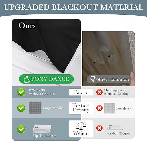 Miniatura 4 de PONY DANCE Cortinas opacas 100% blancas de 84 pulgadas de largo, juego de 2 paneles con forro negro, cortinas pesadas de 2 capas con aislamiento