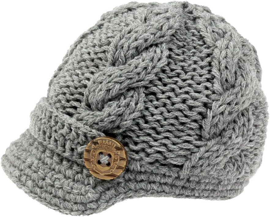 Baby Boys Crochet Knit Newsboy Cap Photography Brim Buttons Hat