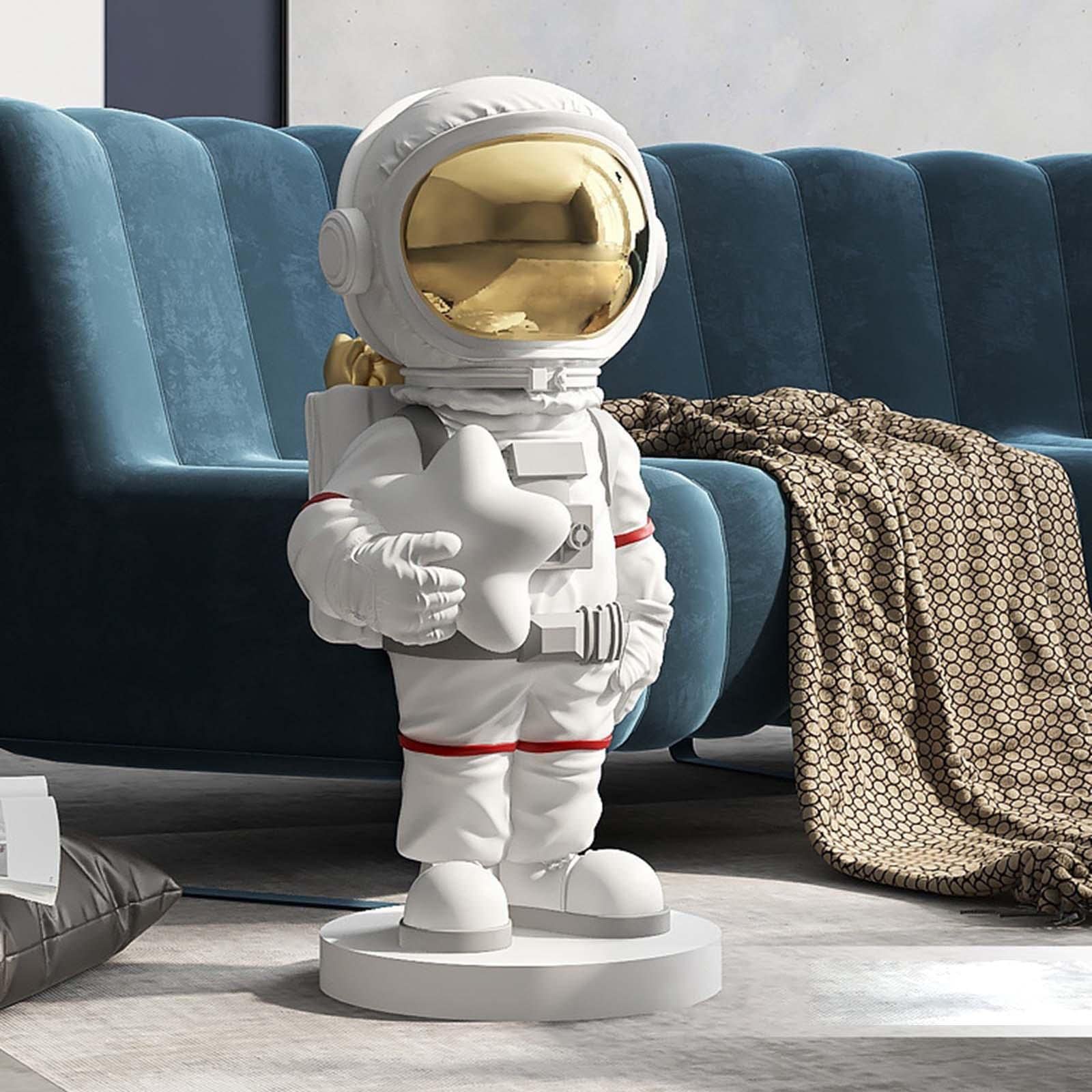 Estatua de astronauta coleccionable, figuras espaciales para niños y adultos, decoración de dormitorio, sala de estar (blanco)