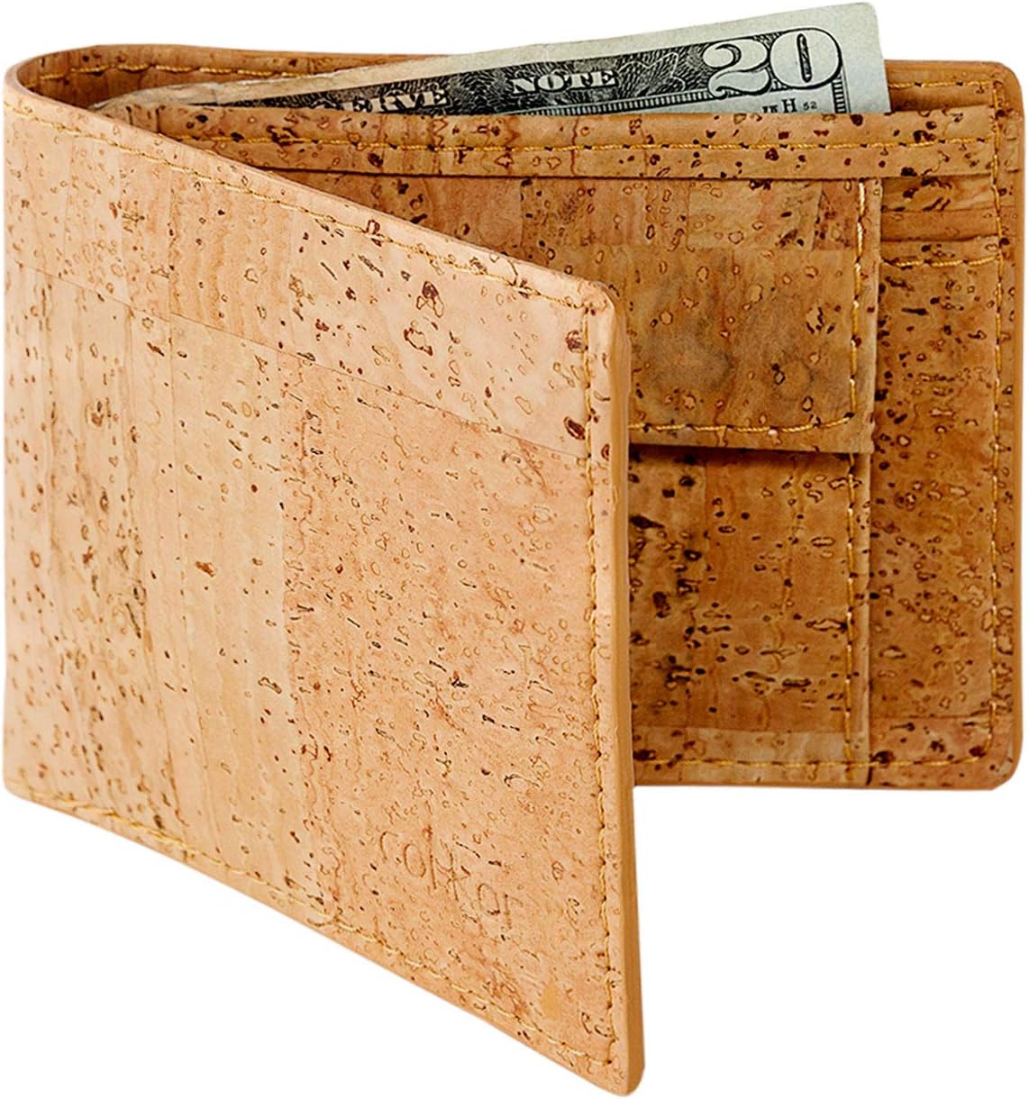 Cork Wallet for Men Coin Pocket RFID Blocking Vegan Non-Leather Eco Gift