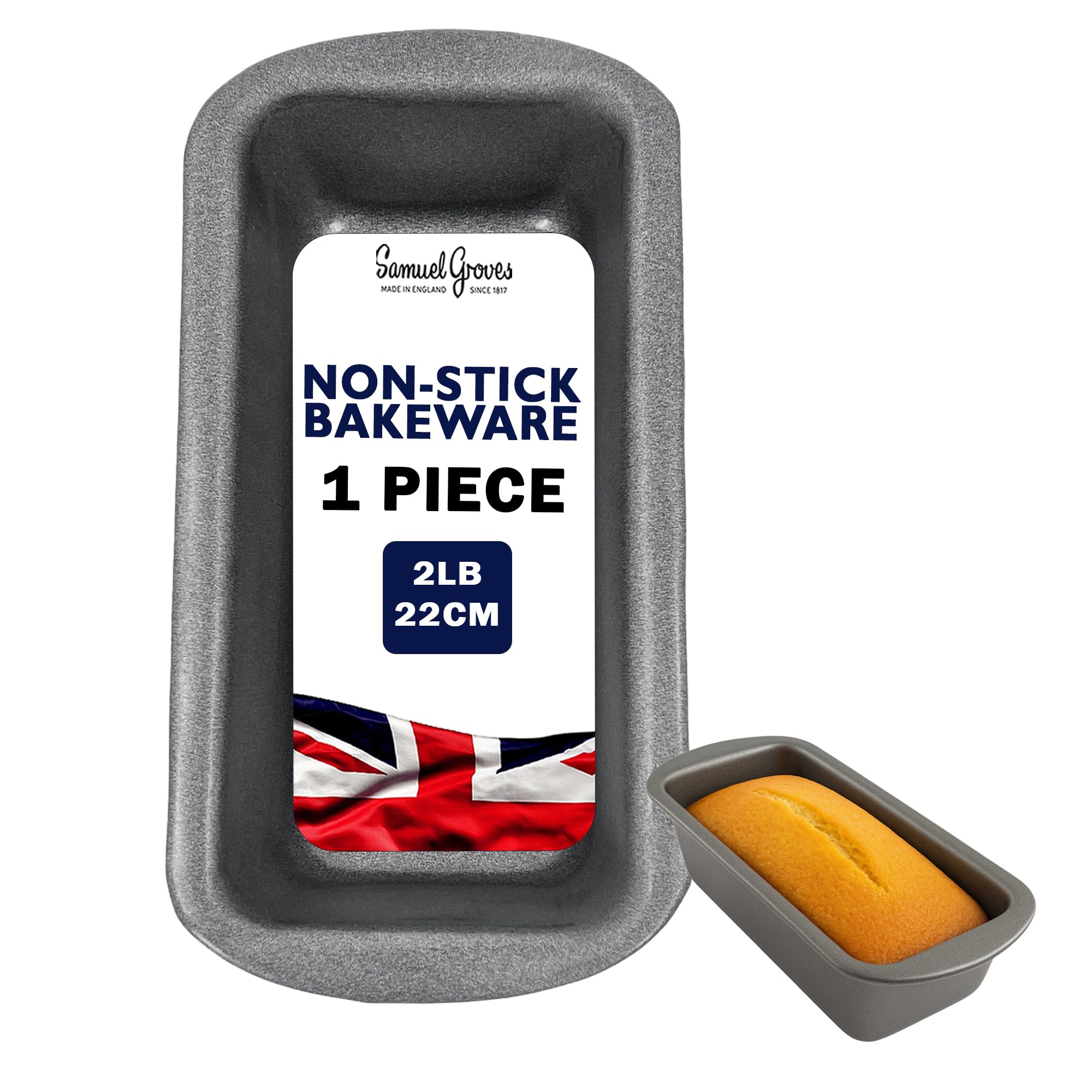 Samuel Groves Single 2lb Loaf TinsNon Stick Coated Bread Baking Mould Pan Set, Bread Tin, Bread Pans for Baking, Loaf Cake Tin, PFOA Free UK Made, Bread Tins, Loaf Tins