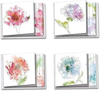The Best Card Company - 12 Sympathy Note Cards with Envelopes - Loving Flower Bereavement (4 Designs, 3 Each) - Basic Bloo...