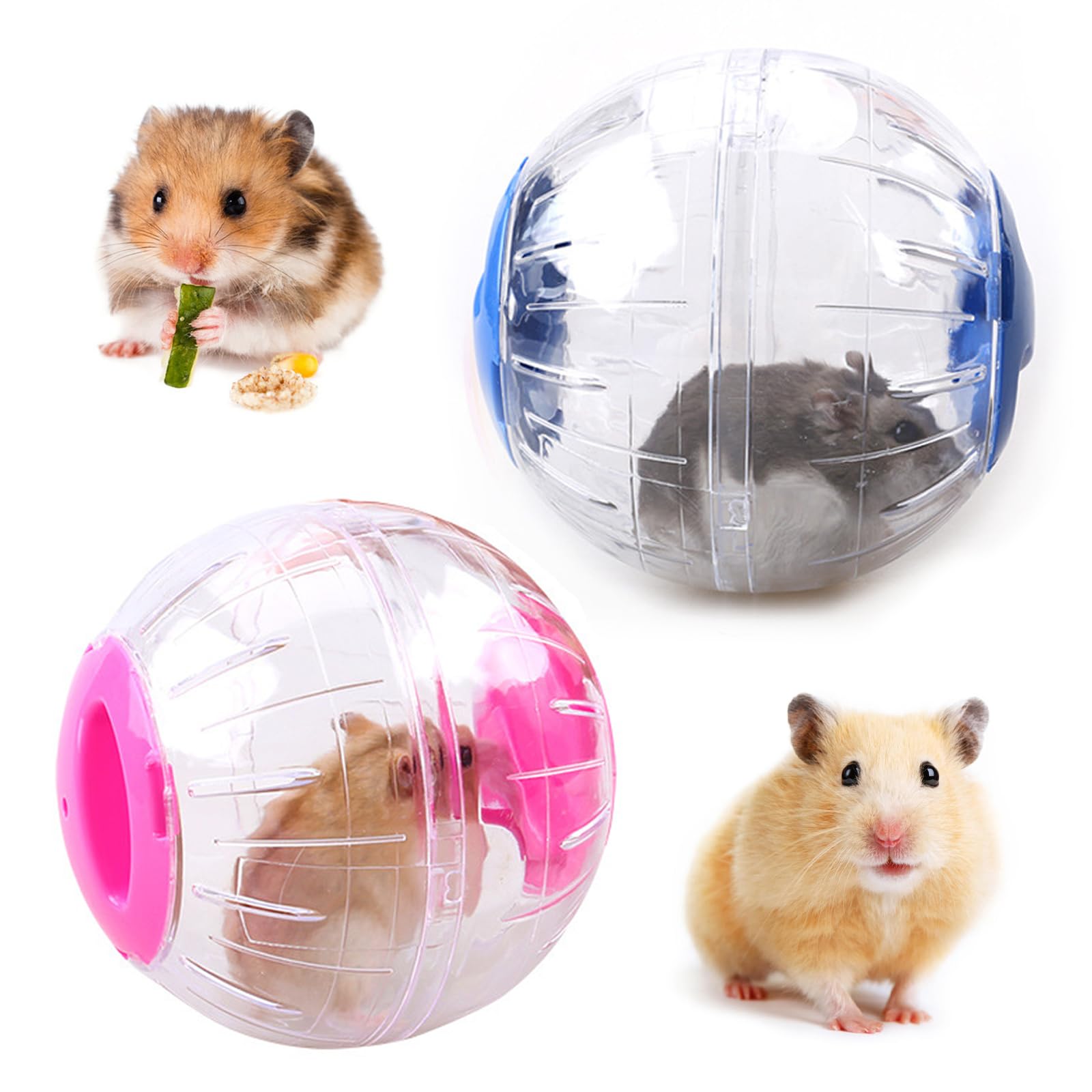 2 Piezas Pelota para Correr para Hámster, Juguete Bola de Hámster Transparente, Bolas de Hámster, Juguete para Hámster Pelota, para Jerbos Jóvenes, Hámsters u Otros Animales Pequeños (12CM)