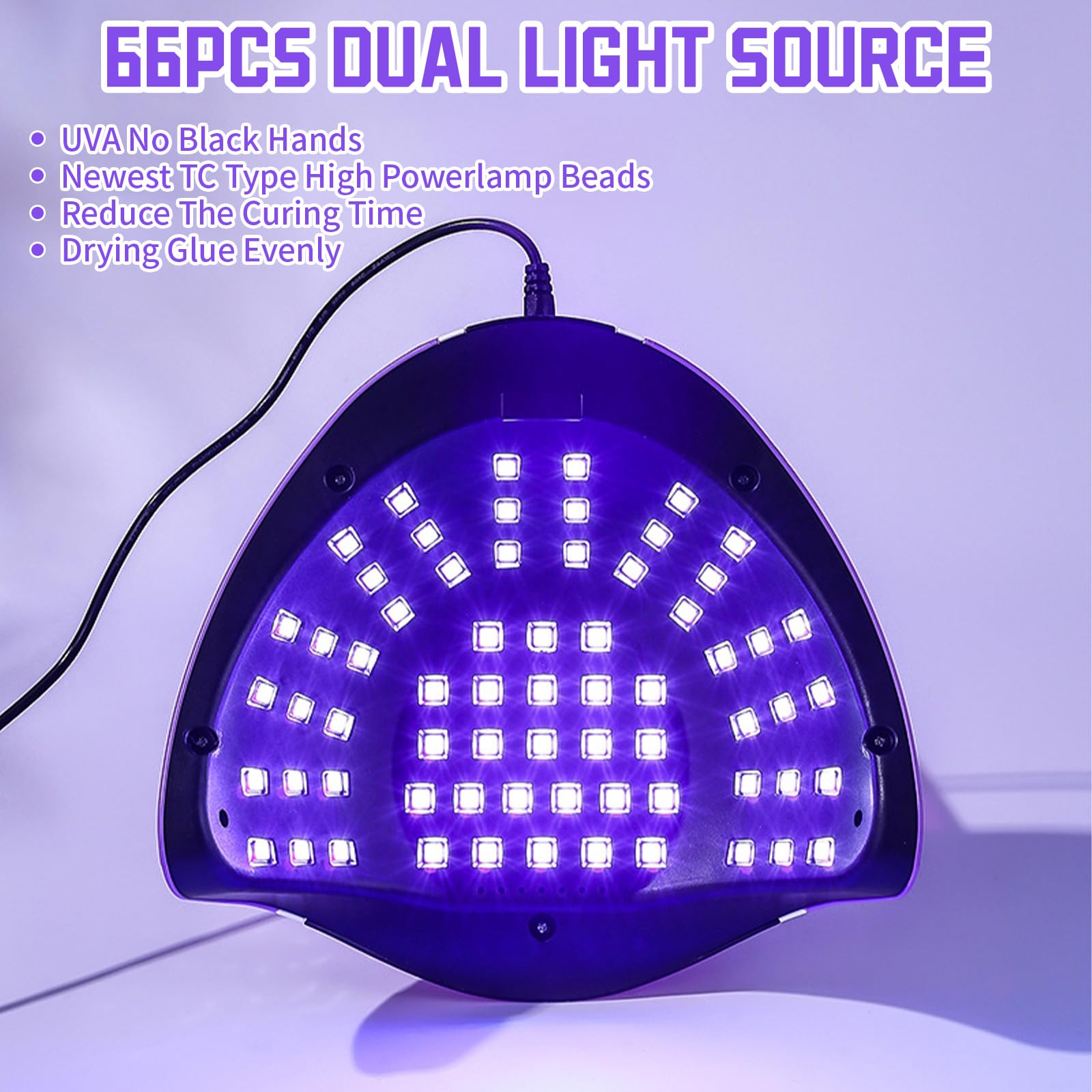 66 LED Lampe Gel, 280W Materiel Onglerie Professionnel, UV Sèche Automatique pour Verni Semi Permanent, Main, Pied, Machine Ongle avec Poignée, 4 Minuterie 10/30/60/99s, LCD Ecran, Capteur Intelligent
