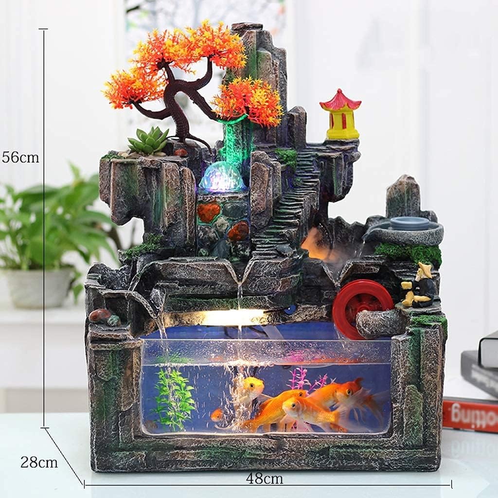 Indoor Tabletop Water Fountain Rockery Fountain Desktop Fountain Fish Tank Living Room Balcony Housewarming Opening Gift Ornaments Waterfall Decoration
