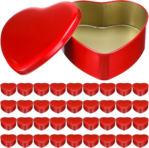 Blulu Latas de metal en forma de corazón rojo con tapas, cajas de dulces para el día de San Valentín, galletas, frasco, caja de lata vacía, cajas de
