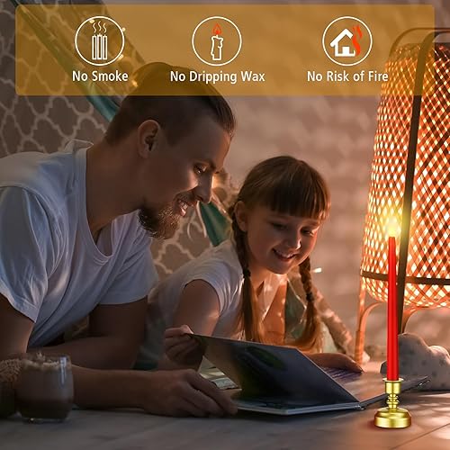 Miniatura 7 de MTLEE 32 velas de ventana de Halloween con soportes dorados, luz LED de Halloween sin llama, luz de ventana falsa parpadeante, funciona con pilas,