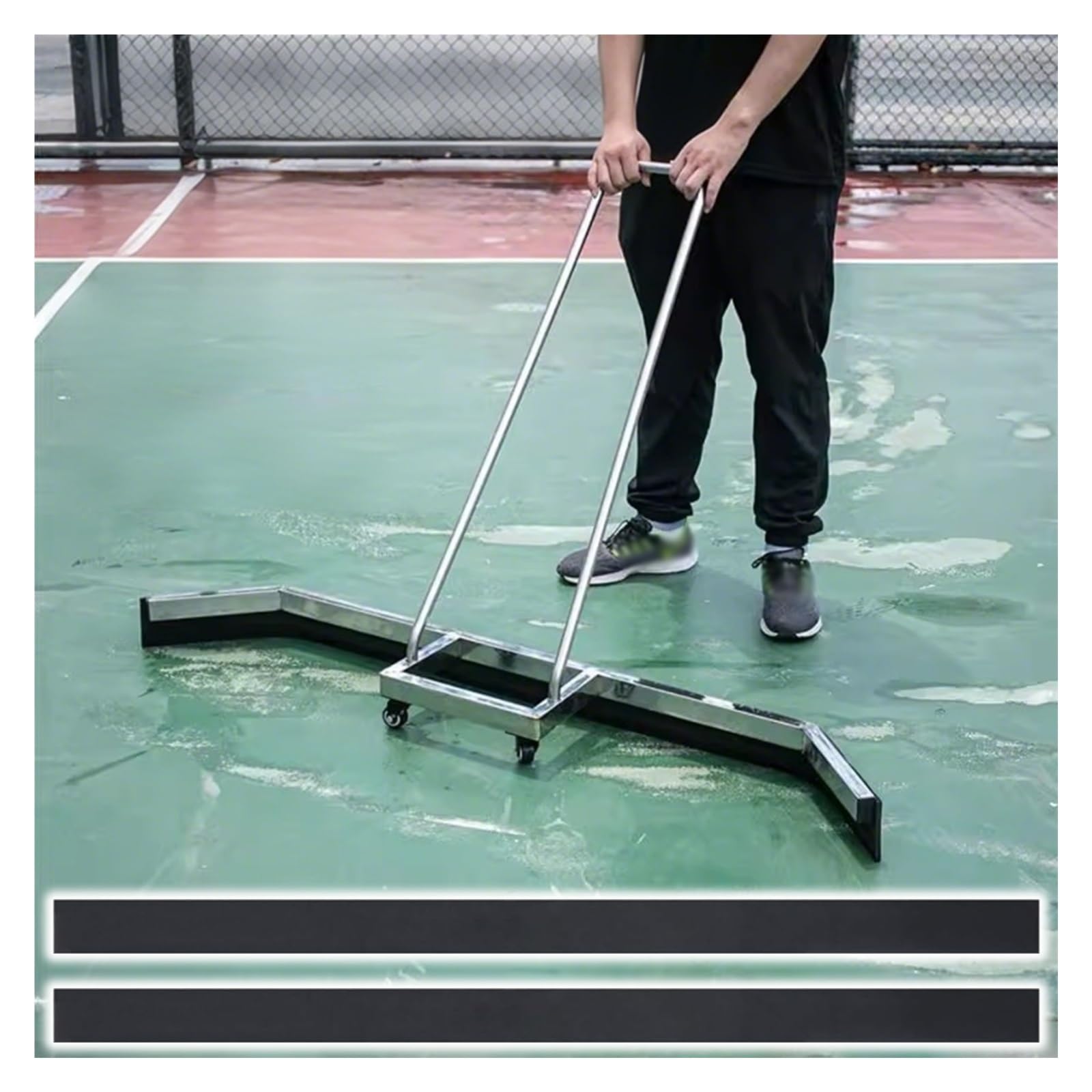 JYHHCYS Spatola per Pavimenti Campo da Tennis Tergivetro per Esterni, Resistente, Largo 150 Cm Tergicristallo in Acciaio Inox per Campi da Tennis con 2 Lame in Schiuma Eva, per Esterni E Interni