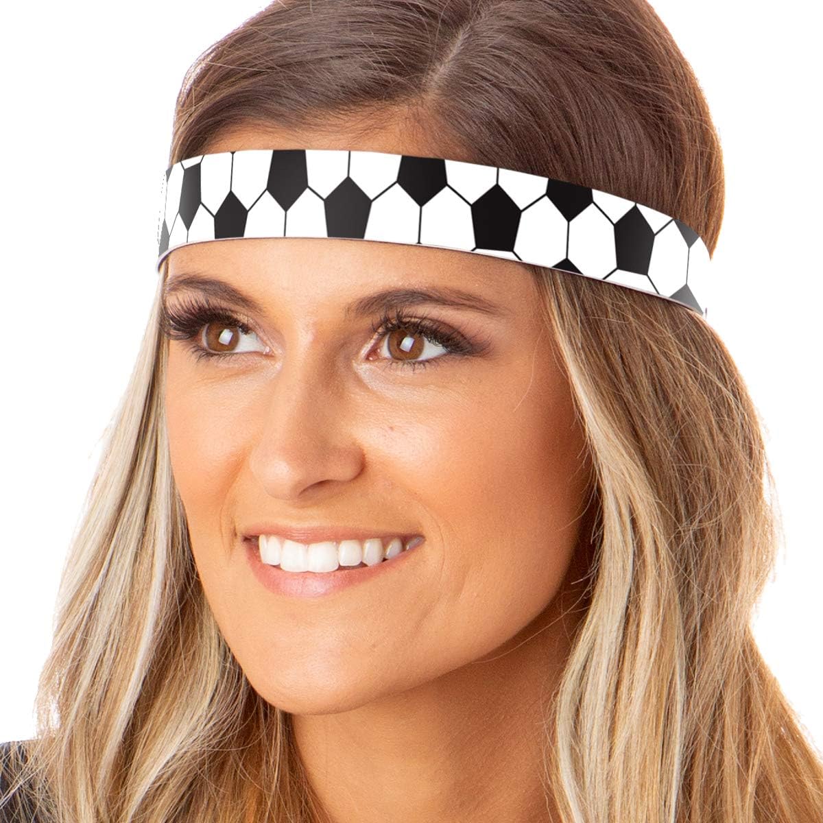 Hipsy Women's Adjustable NO Slip Black Soccer Headbands