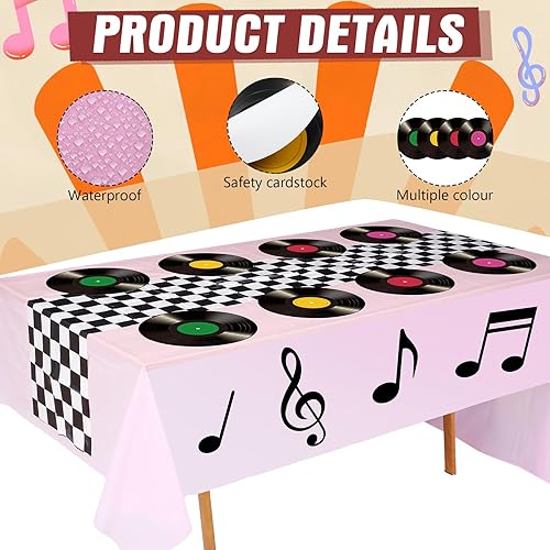 Miniatura 7 de Oudain Decoraciones y suministros para fiestas temáticas de los años 50, suministros de fiesta de cumpleaños de automóvil, manteles individuales de