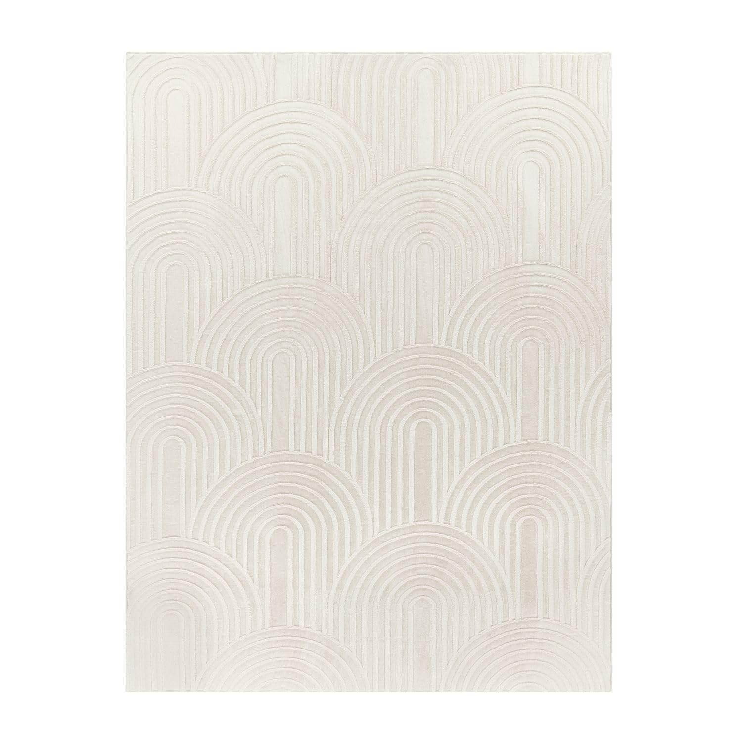 TT Home Wohnzimmer Teppich Esszimmer Kurzflor Geometrische Optik Skandi Boho Unifarben, Farbe:Hellbeige Beige Creme, Größe:160x220 cm