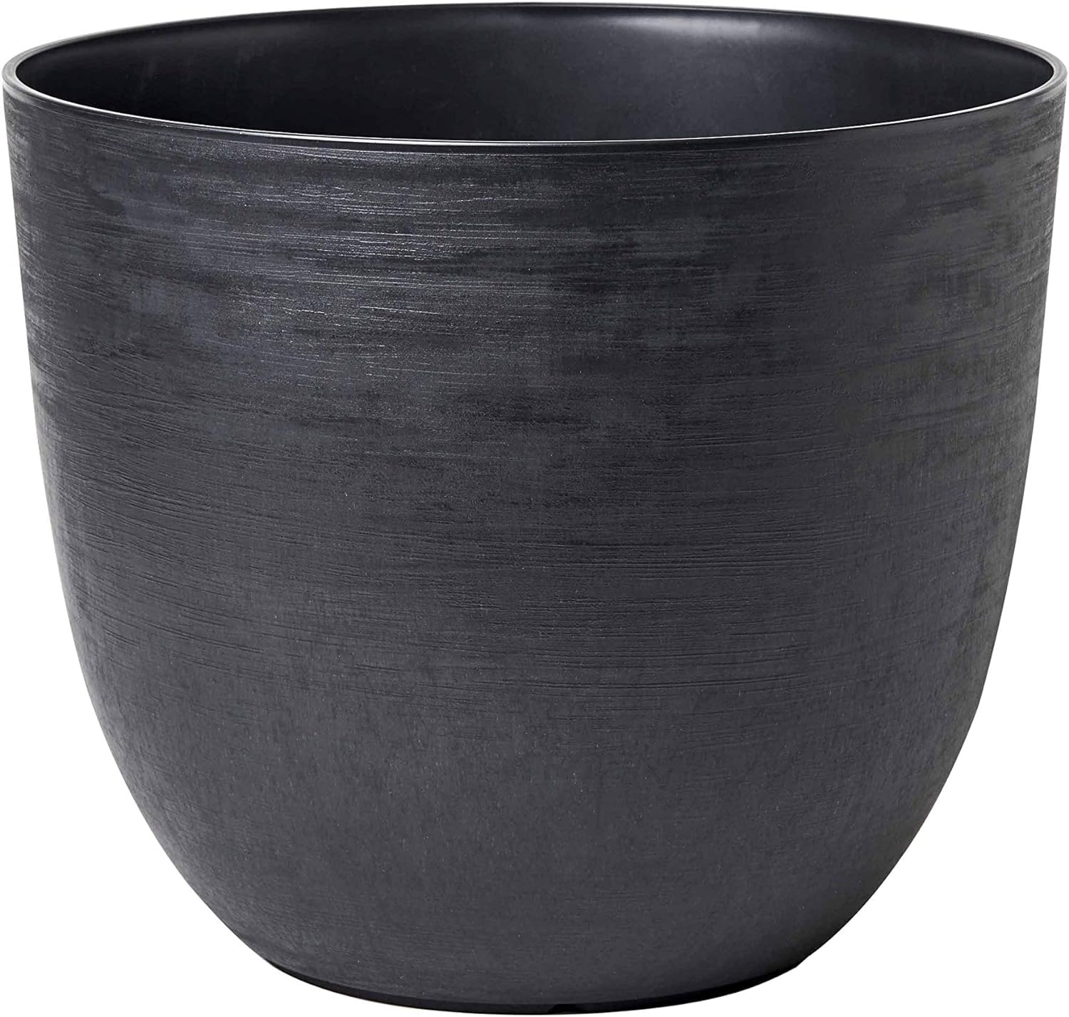 Teraplast Vase élégant avec Bol Mod. Over, jardinière d'extérieur et intérieur Grand en polyéthylène, épaisseur 5 mm, Effet Rugueux, avec réserve d'eau, diamètre 38 x 32 cm (diamètre 38 cm, Noir