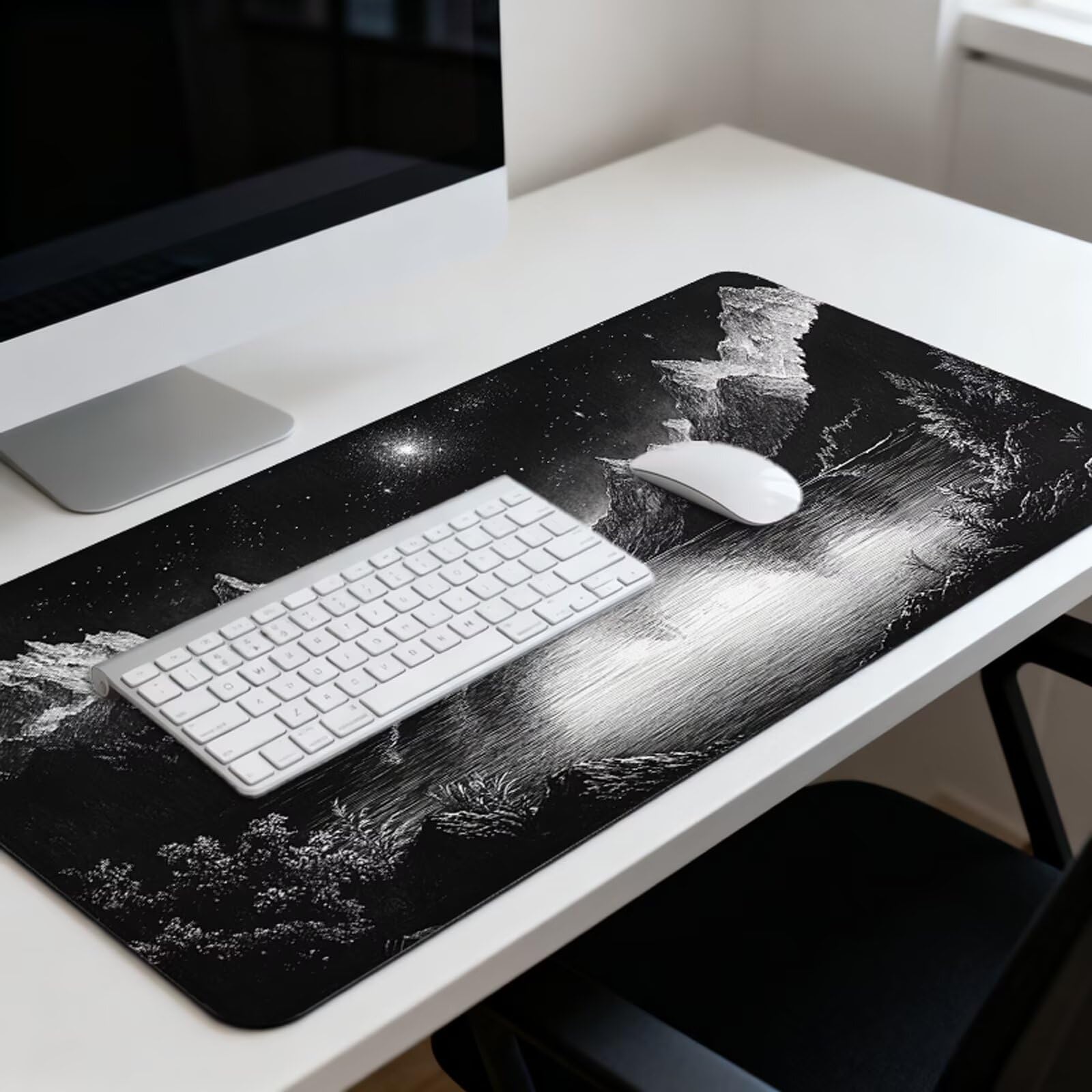 Czarna podkładka pod mysz XXL podkładka pod mysz 1200 x 600 mm pod biurko górskie z wodoodporną powierzchnią i antypoślizgową podstawą, podkładka pod mysz do biura, komputera, poprawia dokładność i