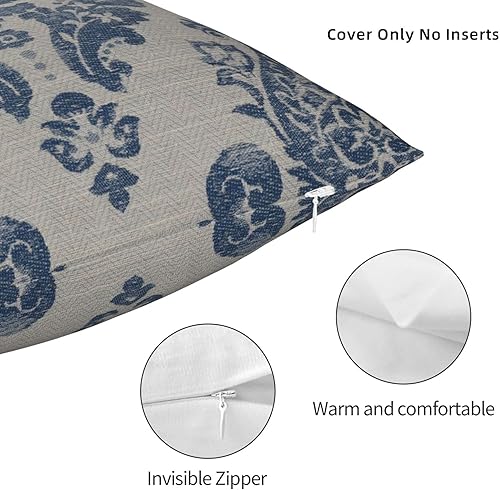 Miniatura 3 de Fundas de almohada de damasco azul real, decoración del hogar, sofá, rústico, para sala de estar, dormitorio, cama, cojín al aire libre, 16 x 16