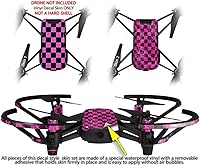 Vista 2 de Skin Decal Wrap 2 Pack Compatible with DJI Ryze Tello Checkers Pink Drone NOT Included